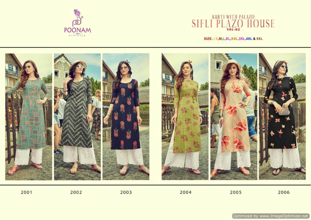 Poonam Sifli Plazo House 2 Rich Look Designer Kurti With Palazzo Collection at Wholesale Price